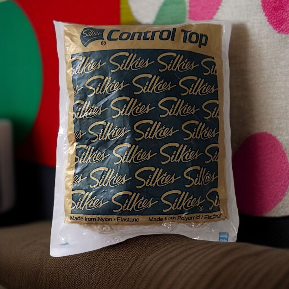 Silkies Control Top Pantyhose Large White Vintage Made In USA Stockings Tights - Picture 11 of 15